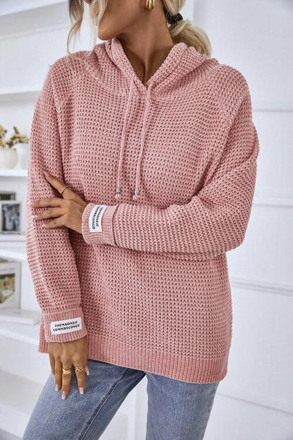 Karin | Damen Winter Waffelstrick Hoodie Sweater