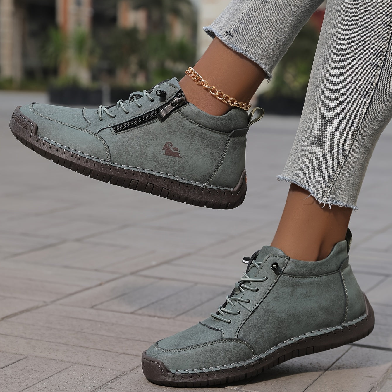 Elfriede | Damen Bequeme Schnürschuhe mit Reißverschluss