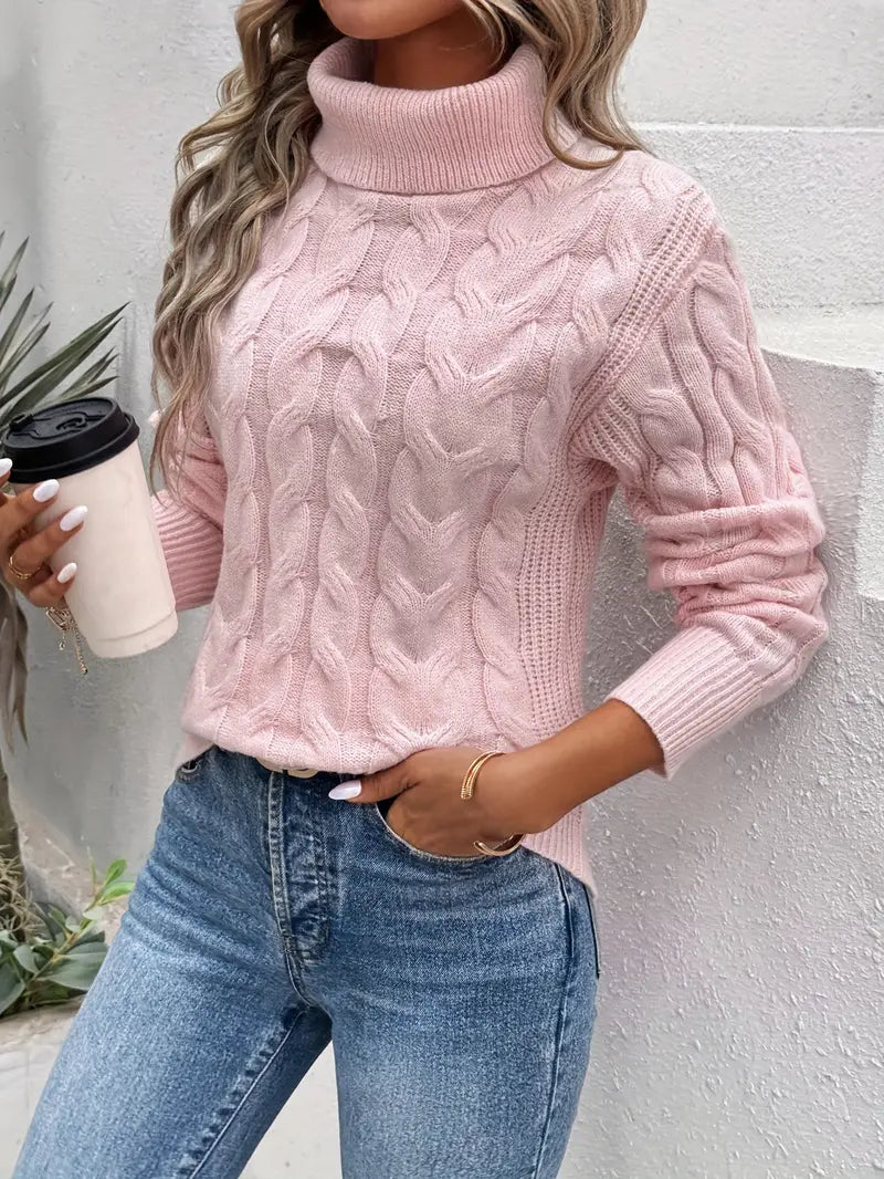 Claudia | Damen Winter Strickpullover mit Rollkragen