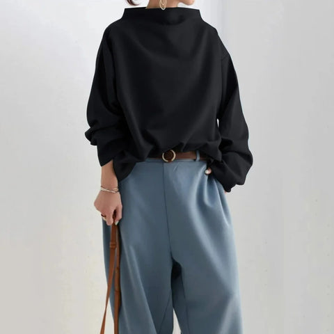 Anke | Damen Winter Lockerer Pullover mit Stehkragen
