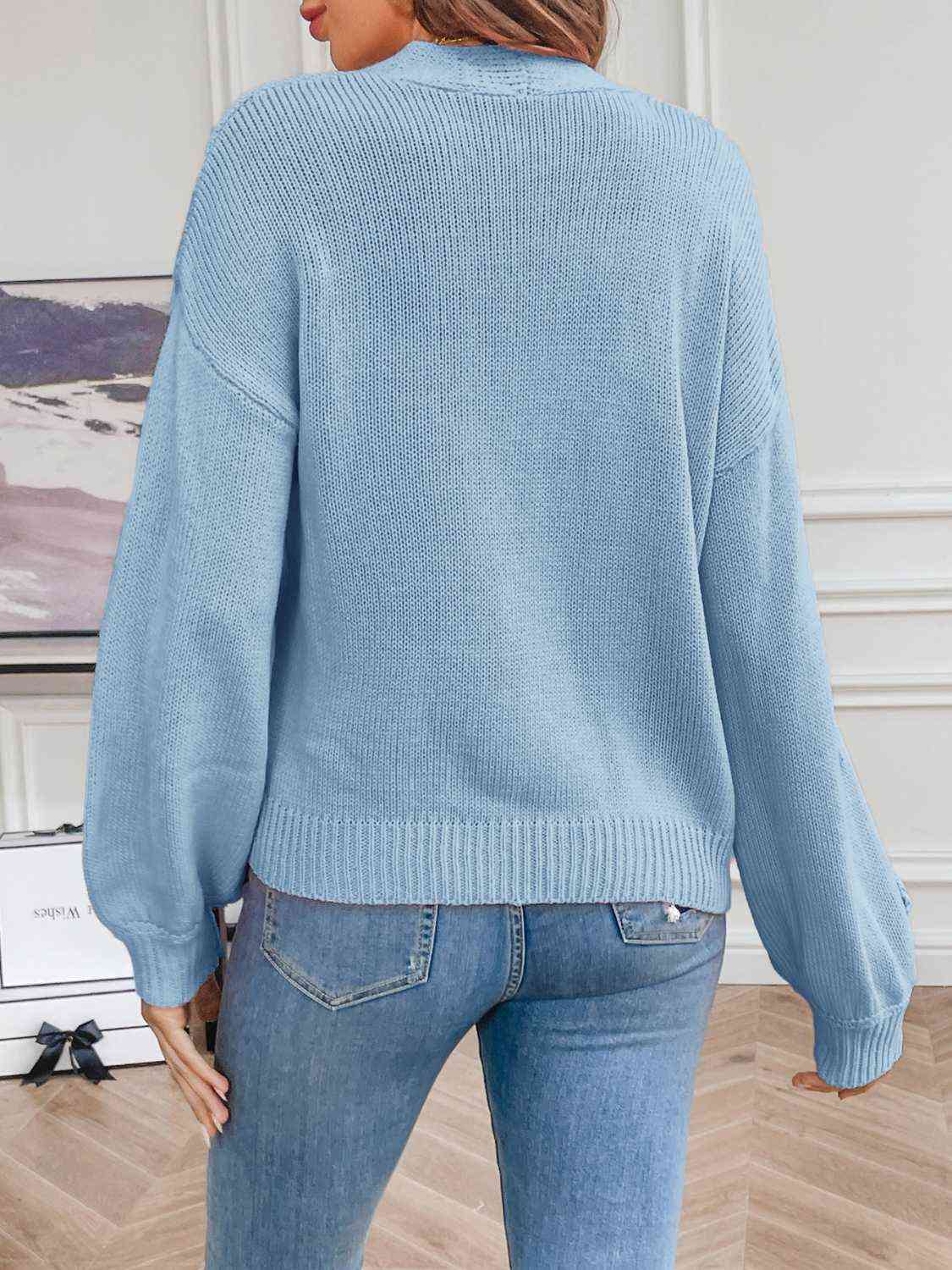 Melanie | Damen Winter Blumen Offener Cardigan