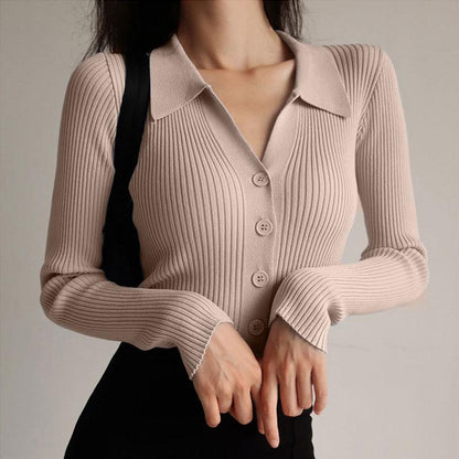 Karla | Damen Winter Rippenstrick Cardigan