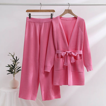 Bettina | Damen Bequemes Winter Strick-Cardigan Set