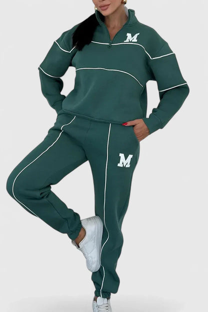 Karin | Damen Trainingsanzug mit Halbem Reißverschluss und Kontrastbesatz