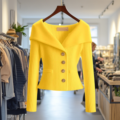 Daniela | Damen Modischer Gerippter Pullover mit Knöpfen