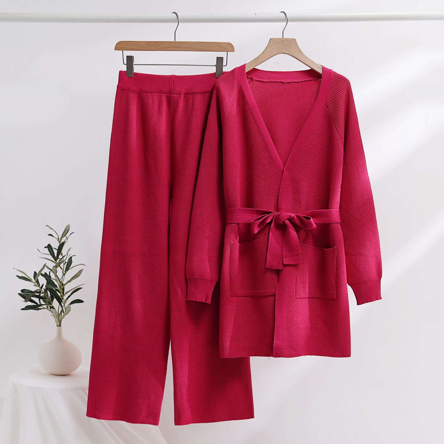 Bettina | Damen Bequemes Winter Strick-Cardigan Set