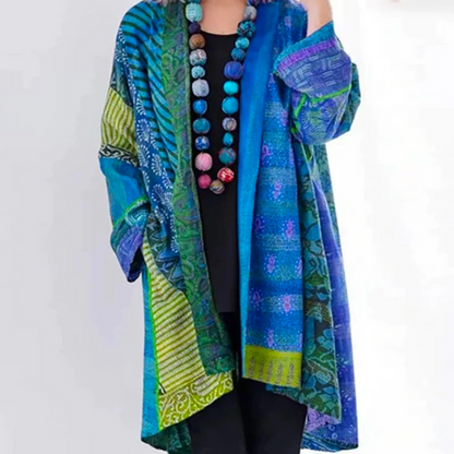 Felicia | Damen Multicolor Bohemian Langer Kimono-Jacke