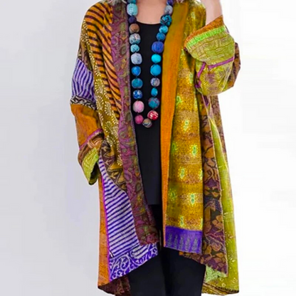 Felicia | Damen Multicolor Bohemian Langer Kimono-Jacke
