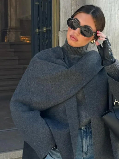 Manfred | Damen Übergrößer Rollkragenpullover mit Langen Ärmeln