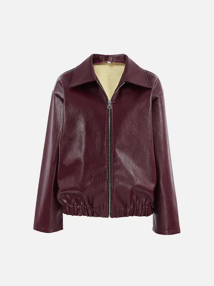 Marie | Modische Leder-Bikerjacke mit Reißverschluss Damen