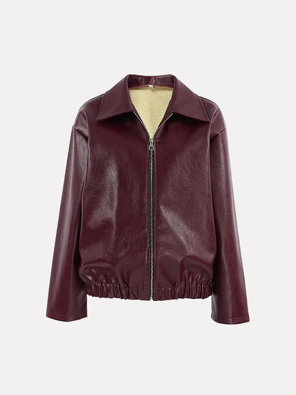 Marie | Modische Leder-Bikerjacke mit Reißverschluss Damen