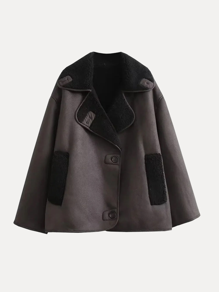 Maria | Schicker Kunstleder Lammfellmantel Damen