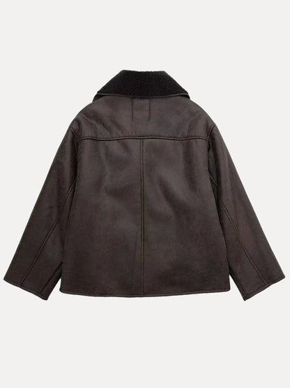 Maria | Schicker Kunstleder Lammfellmantel Damen