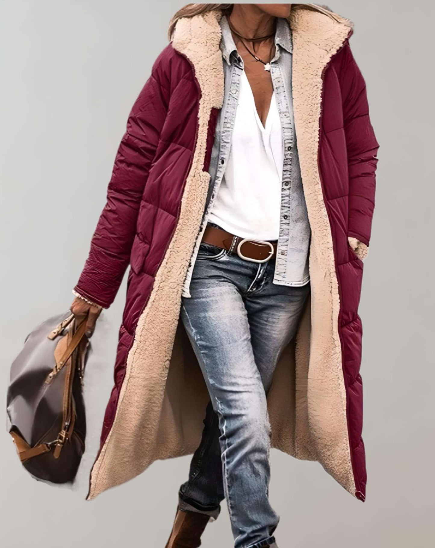 Carolin | Winter Damen Steppmantel mit Fleecefutter