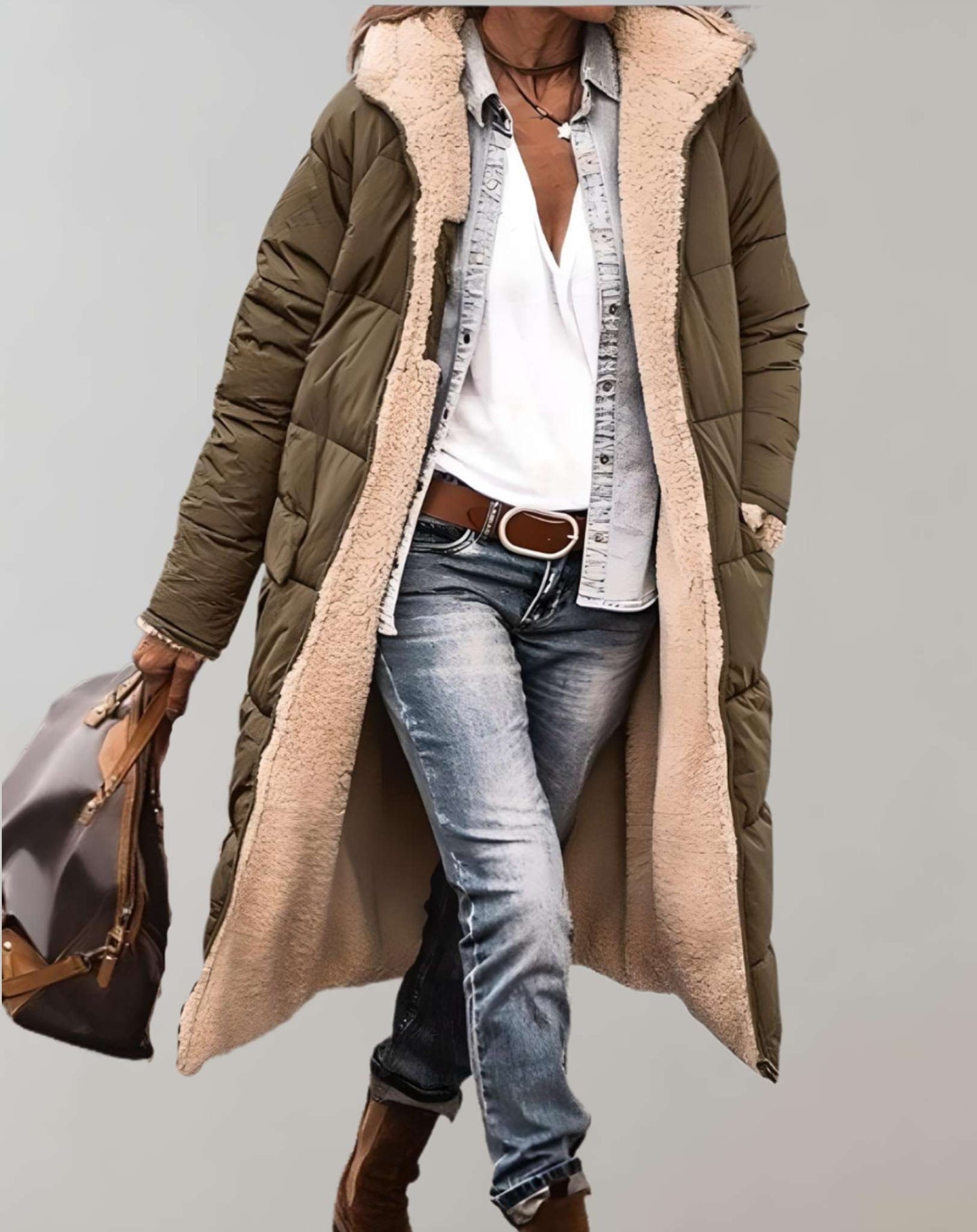 Carolin | Winter Damen Steppmantel mit Fleecefutter