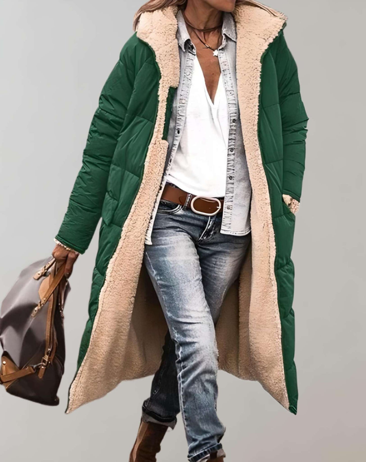 Carolin | Winter Damen Steppmantel mit Fleecefutter