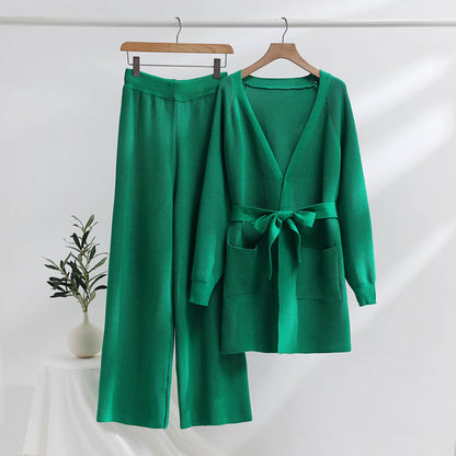 Bettina | Damen Bequemes Winter Strick-Cardigan Set