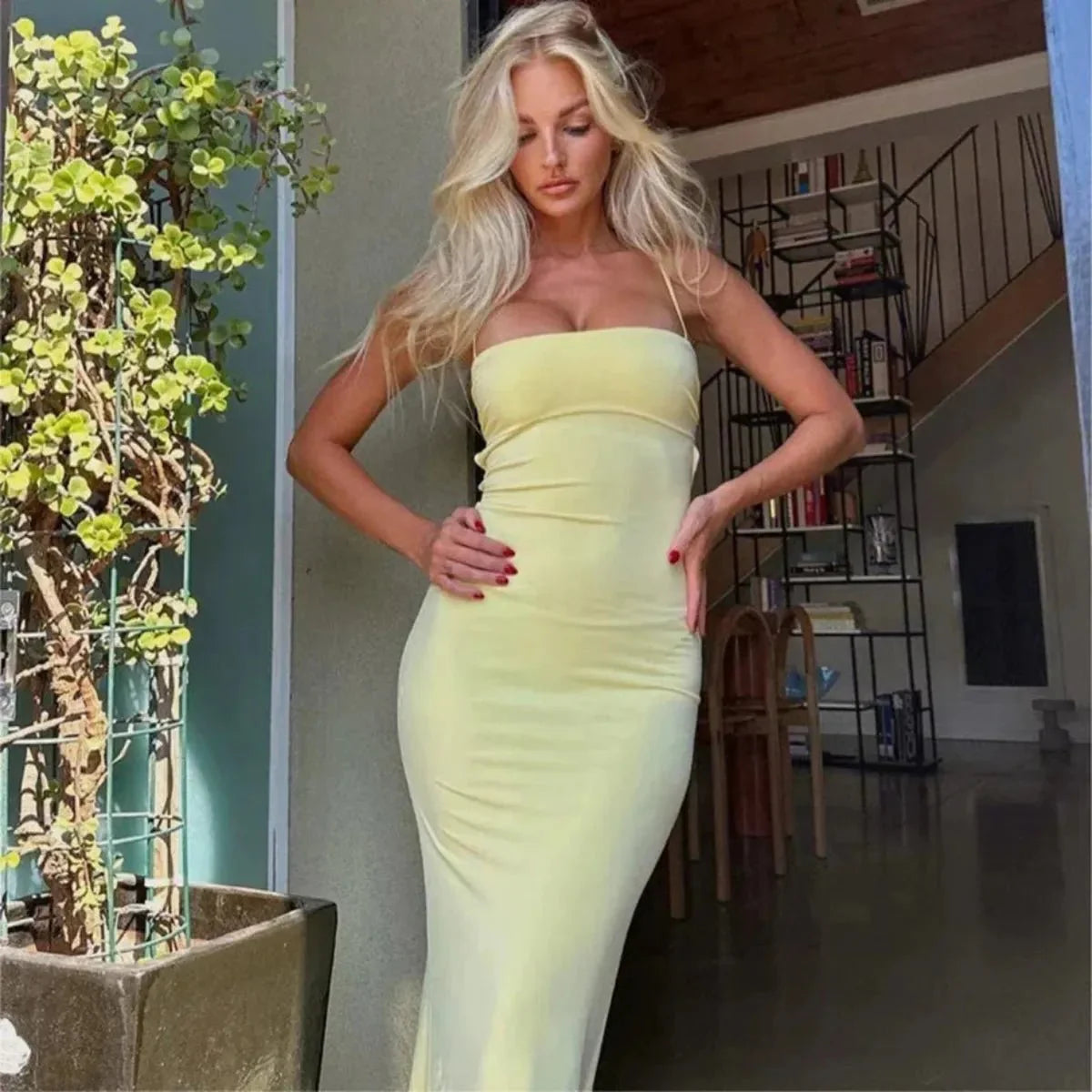 Kerstin | Damen klassisches figurbetontes Maxikleid