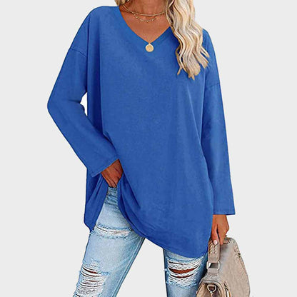 Daniela | Damen Lässig Oversized V-Ausschnitt Oberteil