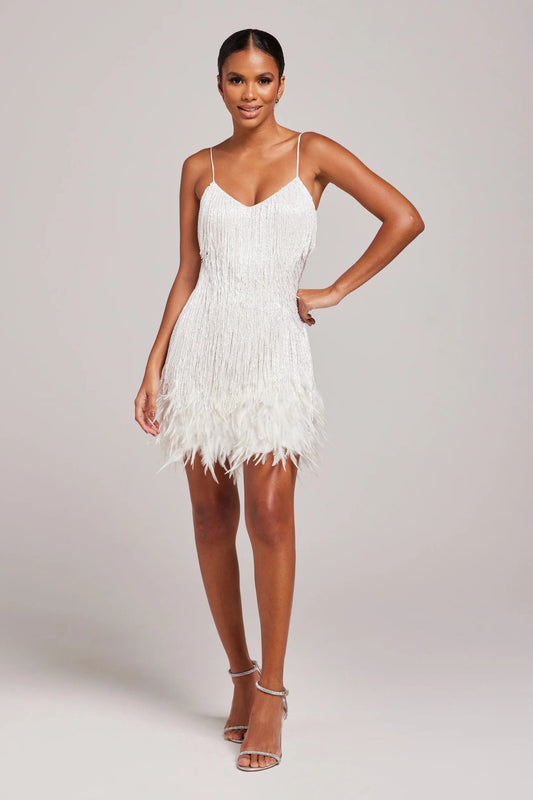 Patrick | Elegantes Damen Cocktailkleid mit Fransenfedern