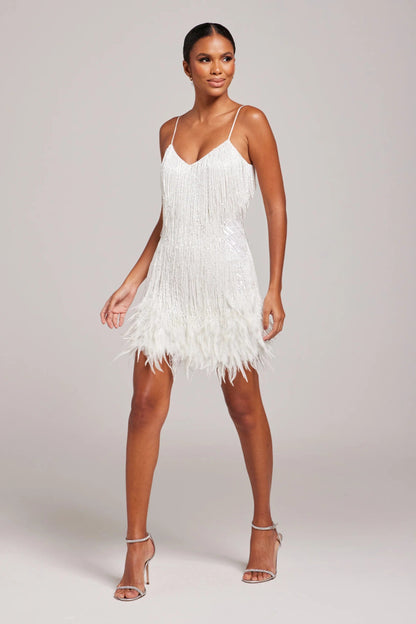 Patrick | Elegantes Damen Cocktailkleid mit Fransenfedern