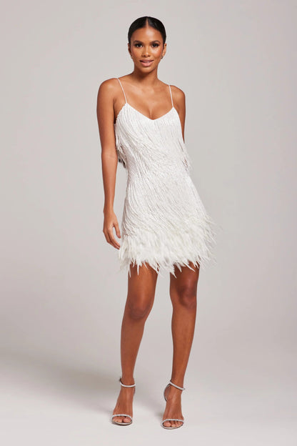 Patrick | Elegantes Damen Cocktailkleid mit Fransenfedern