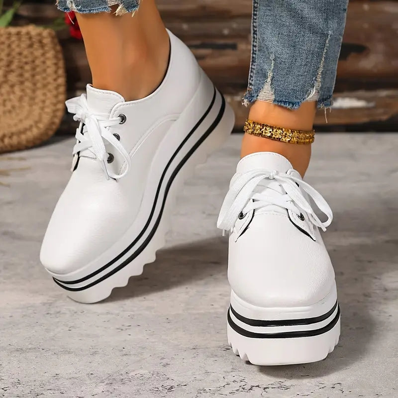Edith | Schicke Damen Weiße Plateausneaker