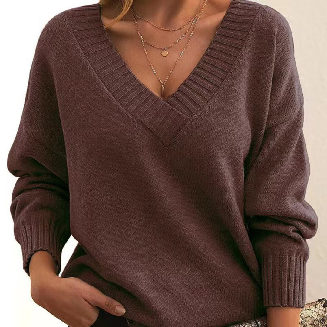 Dorothea | Damen Winter Strickpullover mit V-Ausschnitt