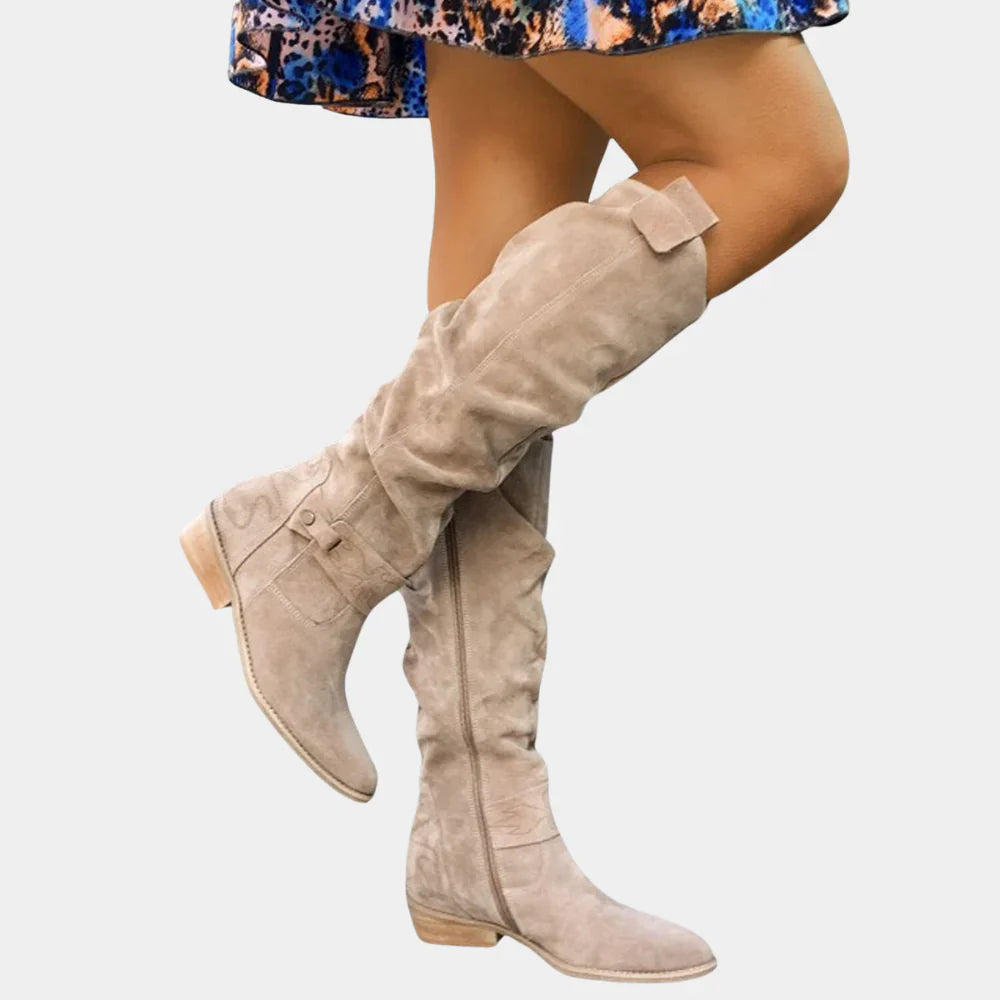 Edith | Damen Winter Lässige Zip-Up Slouchy Stiefel