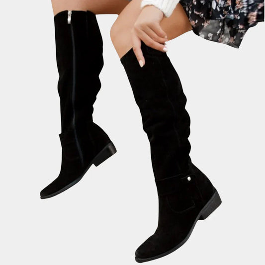 Edith | Damen Winter Lässige Zip-Up Slouchy Stiefel