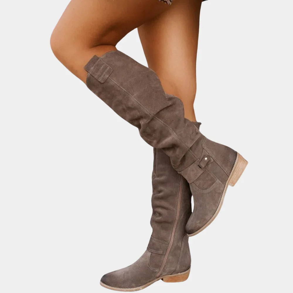 Edith | Damen Winter Lässige Zip-Up Slouchy Stiefel