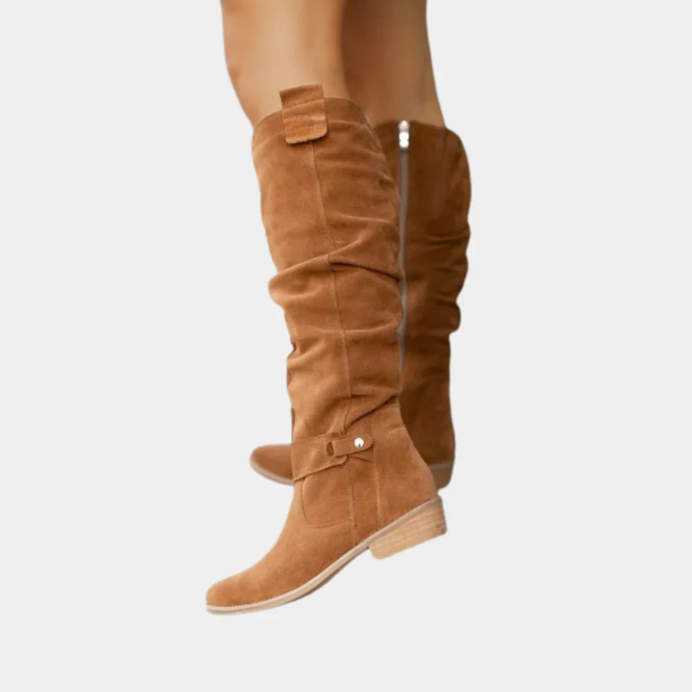 Edith | Damen Winter Lässige Zip-Up Slouchy Stiefel
