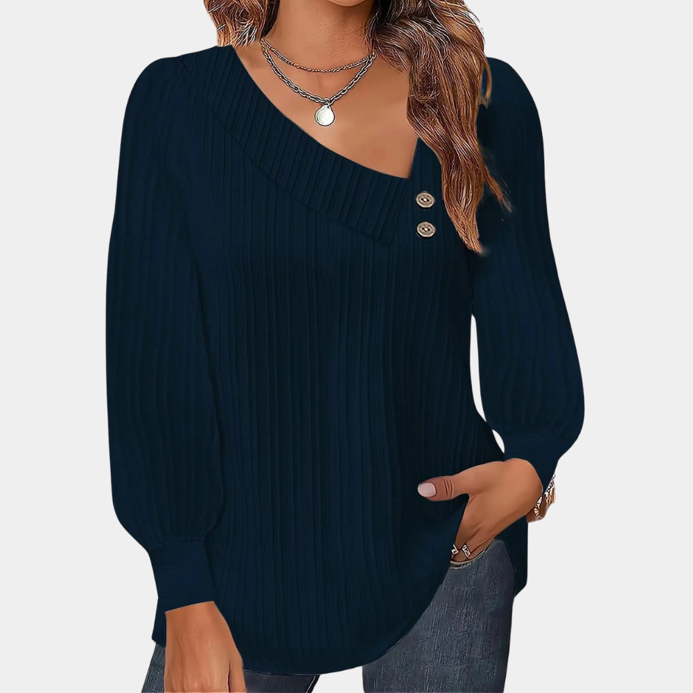 Viviane | Damen Lässige Winter Bluse mit Knöpfen