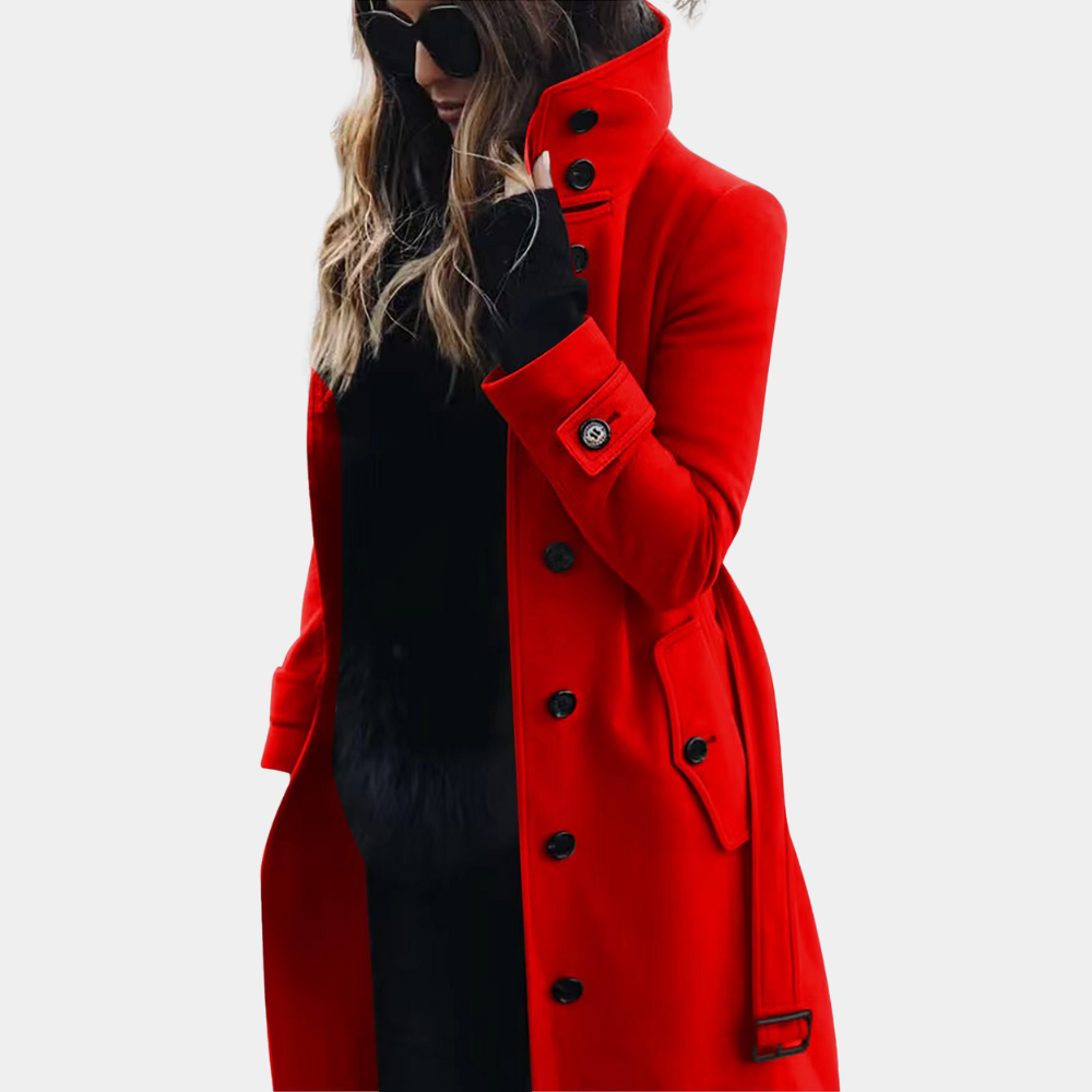 Elke | Damen Winter Trenchcoat mit hohem Kragen