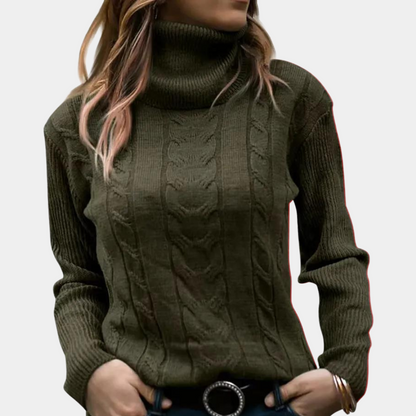 Claudia | Damen Hochgeschlossener Gestrickter Winterpullover