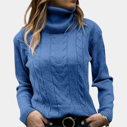 Claudia | Damen Hochgeschlossener Gestrickter Winterpullover