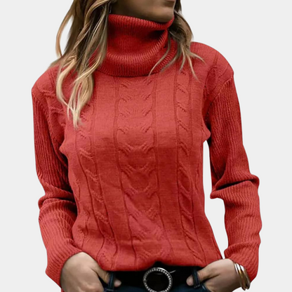 Claudia | Damen Hochgeschlossener Gestrickter Winterpullover