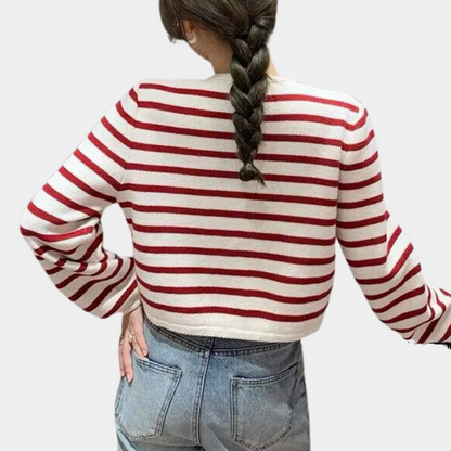 Anna | Damen Winter Jacke mit Streifen und Knöpfen