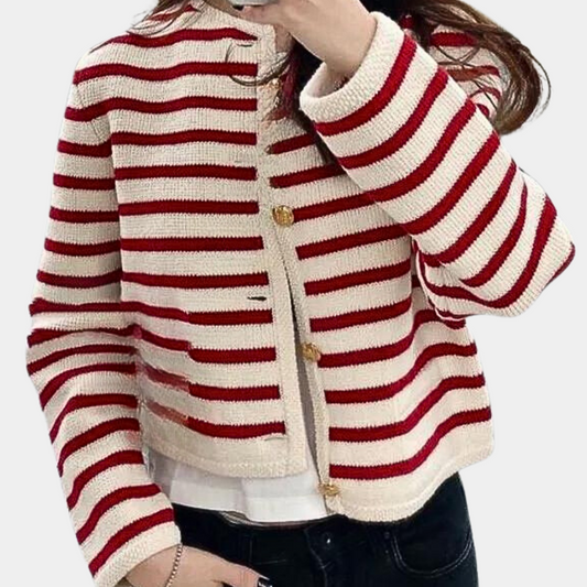 Anna | Damen Winter Jacke mit Streifen und Knöpfen