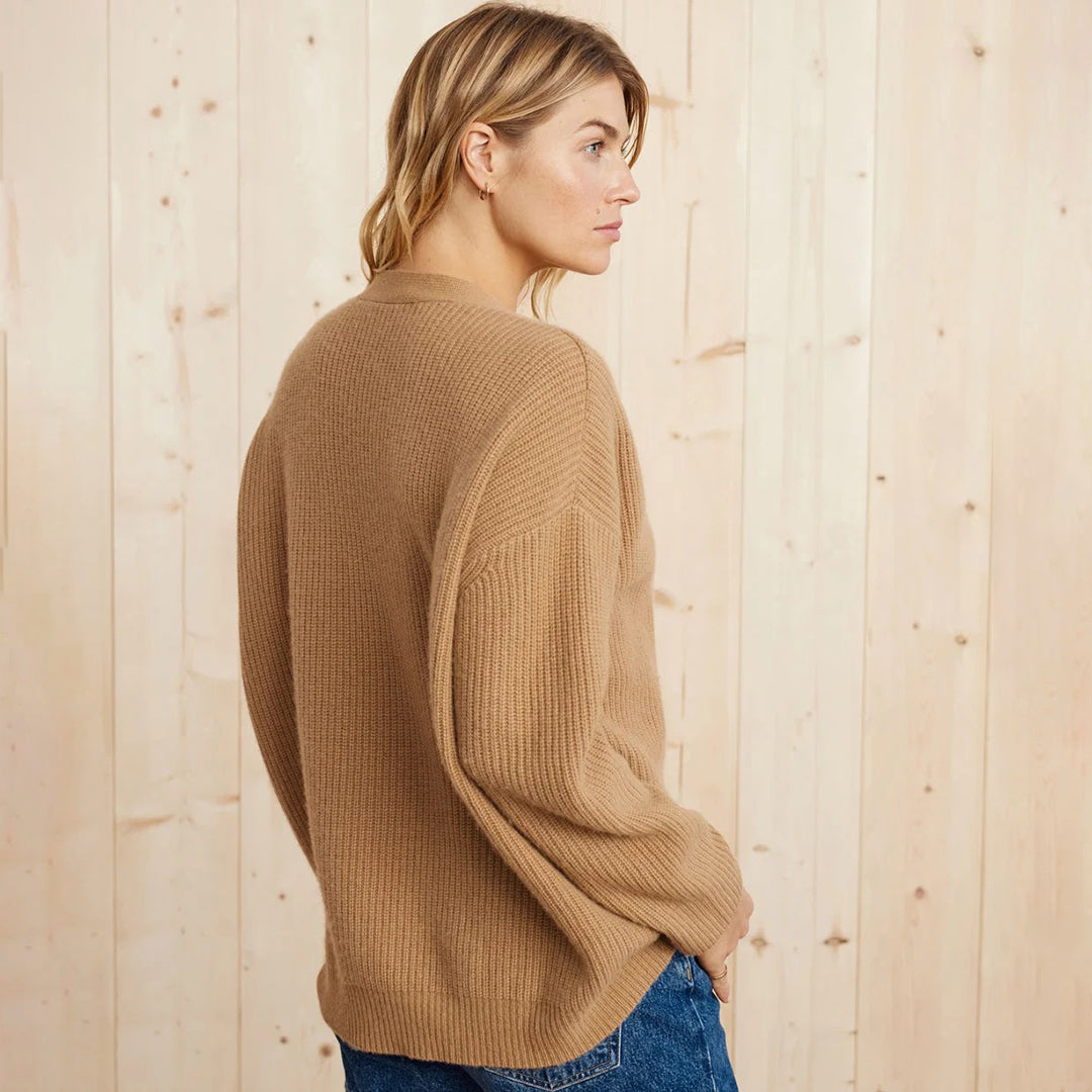 Carolin | Damen Grobstrick Cardigan mit Knöpfen