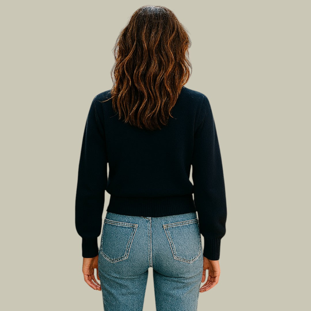 Natalie | Damen Asymmetrische Strickjacke mit Knopfleiste und V-Ausschnitt