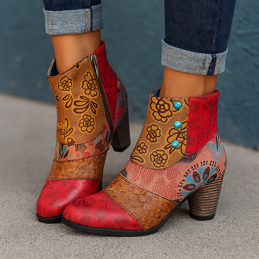 Irina | Damen Winter Stiefeletten mit Floral Print
