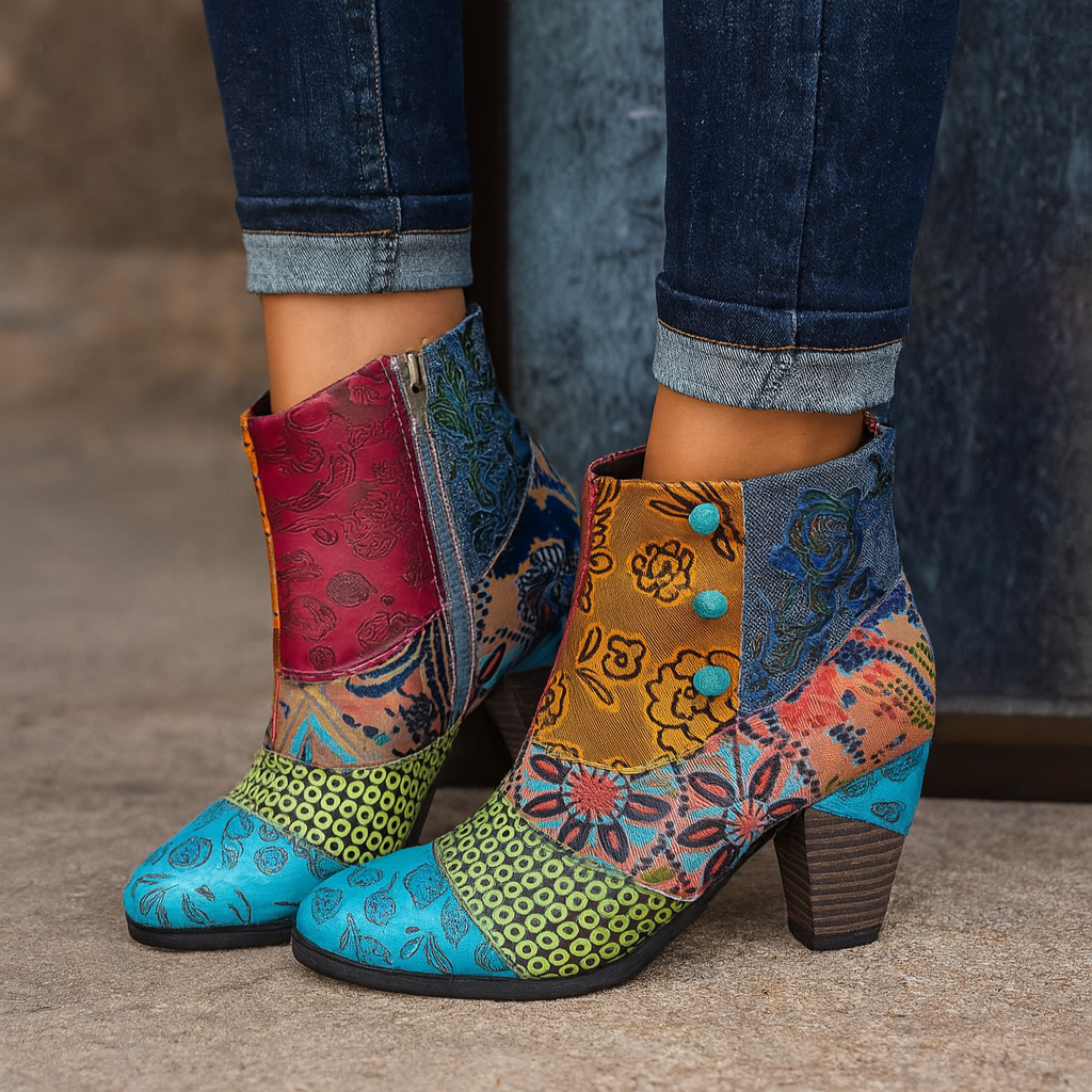 Irina | Damen Winter Stiefeletten mit Floral Print