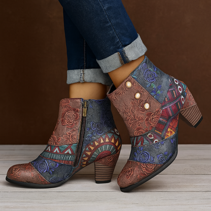 Irina | Damen Winter Stiefeletten mit Floral Print