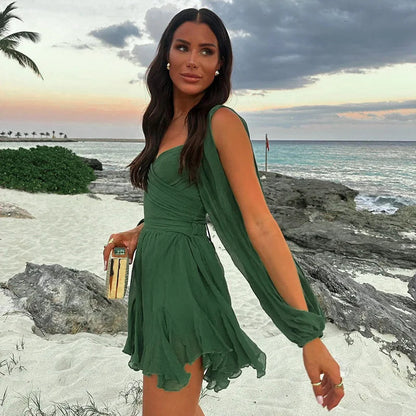 Julia | Damen Minikleid mit Statement Fließenden Chiffon Details