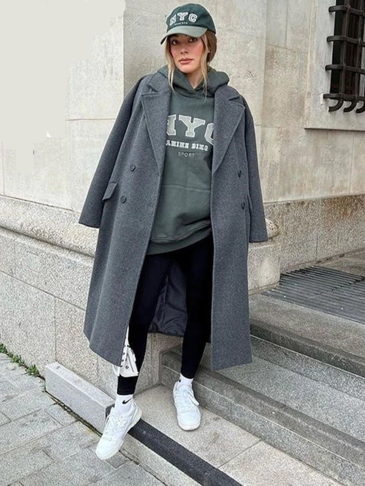 Katharina | Damen Eleganter Doppelreihiger Wollmantel