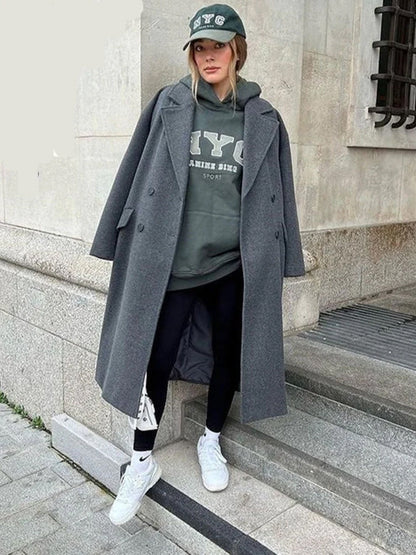 Katharina | Damen Eleganter Doppelreihiger Wollmantel