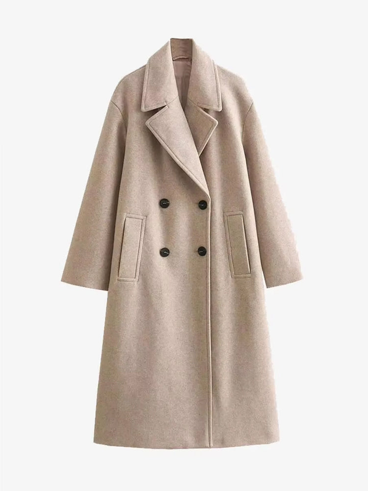 Katharina | Damen Eleganter Doppelreihiger Wollmantel