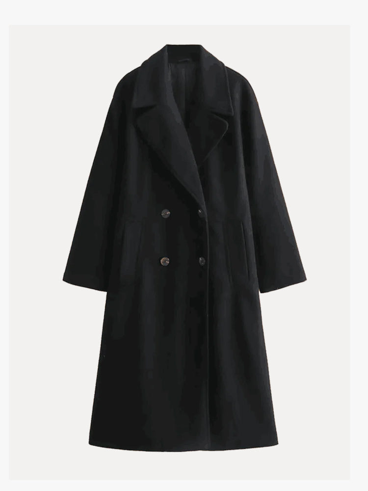 Katharina | Damen Eleganter Doppelreihiger Wollmantel