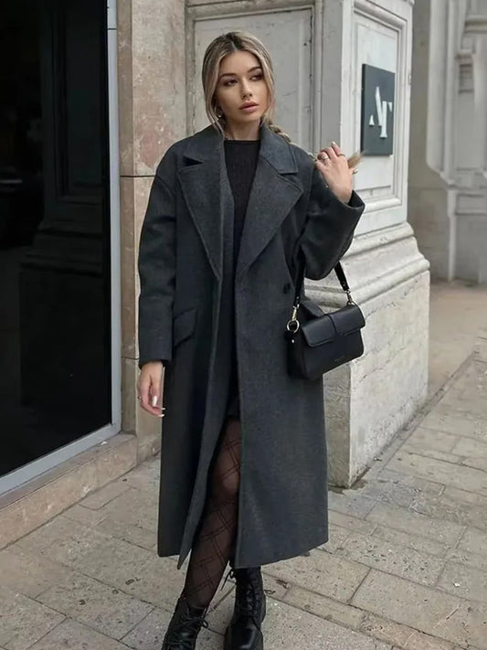 Katharina | Damen Eleganter Doppelreihiger Wollmantel